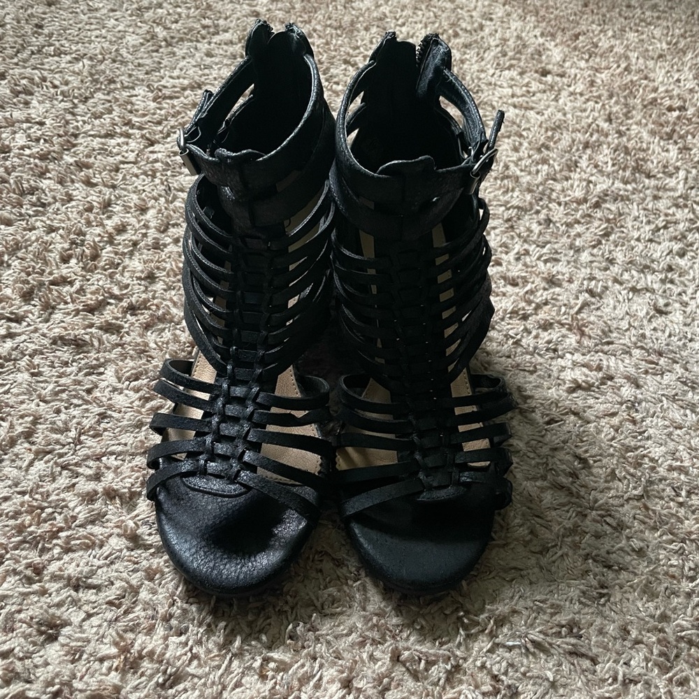 Black Strappy Corky Sandals